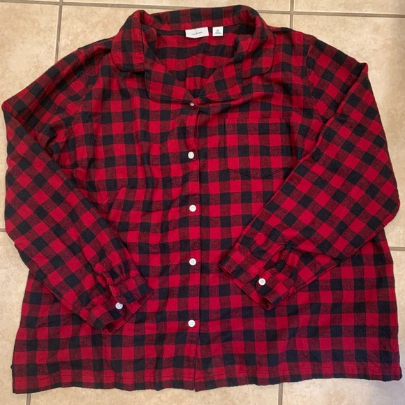 L.L. Bean Flannel Button Down Top. Size: 3X - Picture 1 of 3